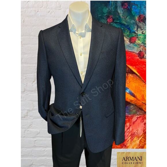 New Armani Collection 38R Sapphire Cobalt Royal Blue Metallic Blazer Suit Jacket - Picture 1 of 12